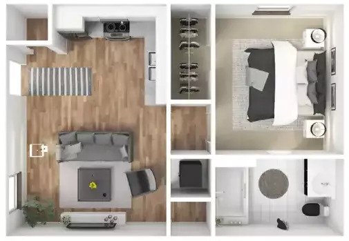 Woodberry Apartments 1 Bedroom Floorplan