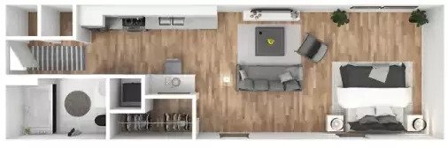 Woodberry Apartments Efficiency Floorplan