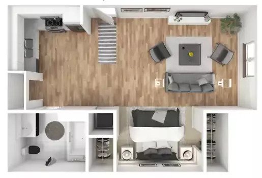 Woodberry Apartments Studio Floorplan